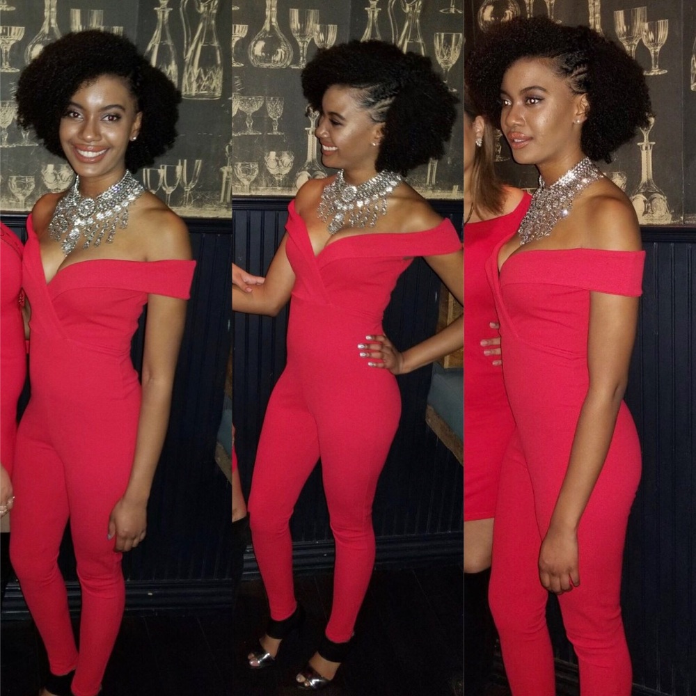Missguided Red Wrap Jumpsuit
